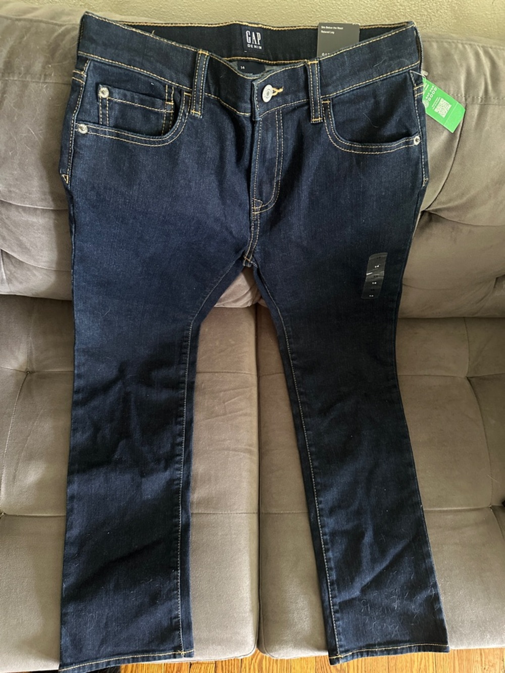 GAP Indigo Straight Leg Jeans with Contrast Stitching